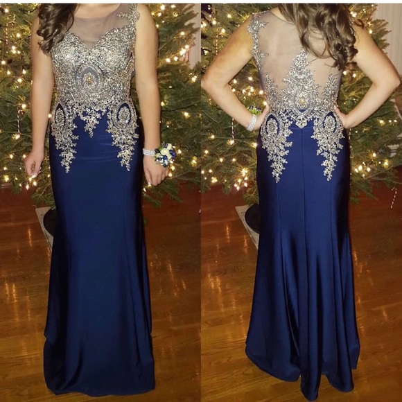 Navy and Gold Dress | Color: Blue/Gold | Size: 4 | Mpaq13'S Closet